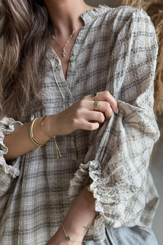 Greta Check Hugh Shirt Mocha